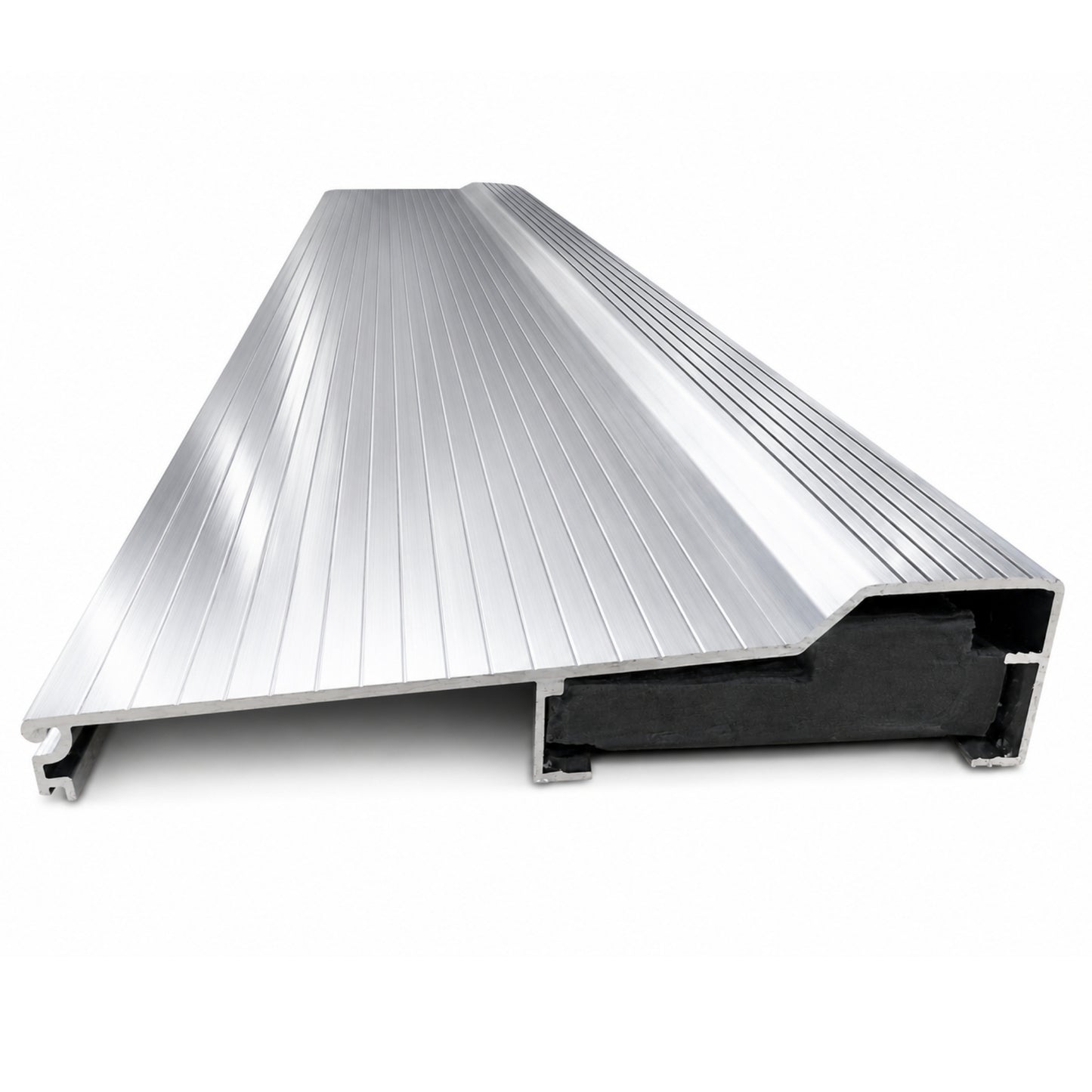 Silver Aluminum Door Threshold with PVC Seal, Available in 32 in x 5-5/8 in, 36 in x 4-9/16 in, and 36 in x 5-5/8 in Sizes