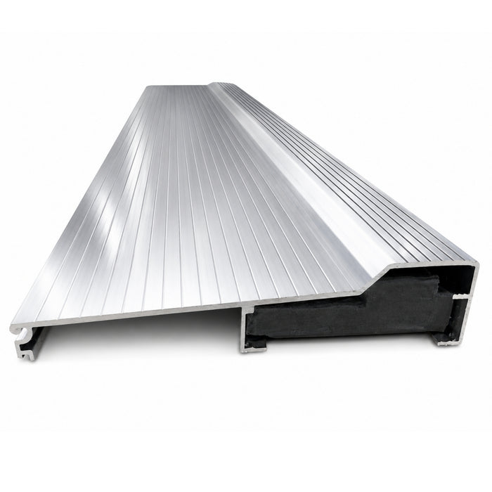 Silver Aluminum Door Threshold with PVC Seal, Available in 32 in x 5-5/8 in, 36 in x 4-9/16 in, and 36 in x 5-5/8 in Sizes