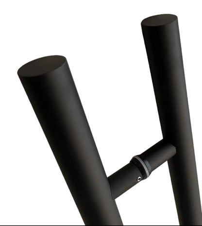 Black Stainless Steel Round H-Shaped Push Pull Door Handles, Double Sided Door Pulls, Commercial Pull Door Handle for Sliding Doors and Entry Glass Doors- 24 Inch.