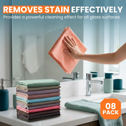 Streak Free Glass Cleaning Cloth 8 Pack for Shower Doors & Windows