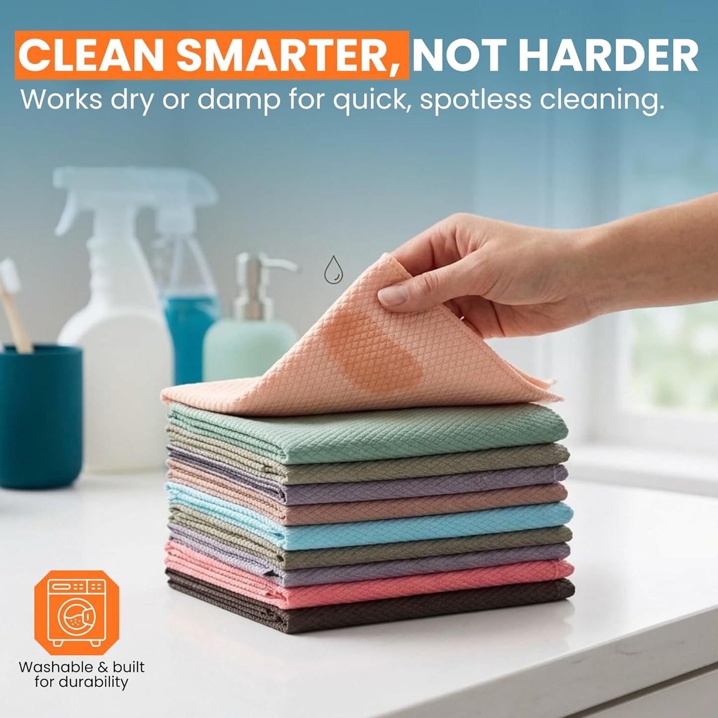 Streak Free Glass Cleaning Cloth 8 Pack for Shower Doors & Windows