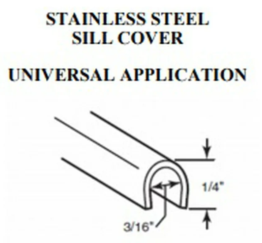 KC Sliding Door Repair Track Cover- Repair Sliding Glass Door Aluminum Tracks 1/4” x 8’, Stainless Steel