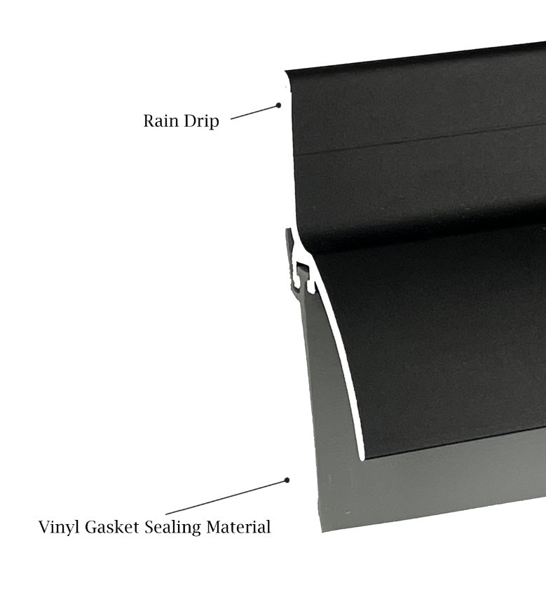 KC Hardware Door Bottom Sweep with Rain Drip Cap| Exterior Door Rain Guard| Bottom Door Weather Stripping| Door Rain Drip Guard |Black Anodized Aluminum with Grey Vinyl Insert