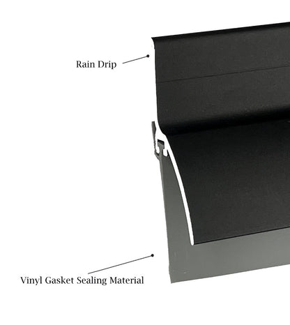 KC Hardware Door Bottom Sweep with Rain Drip Cap| Exterior Door Rain Guard| Bottom Door Weather Stripping| Door Rain Drip Guard |Black Anodized Aluminum with Grey Vinyl Insert