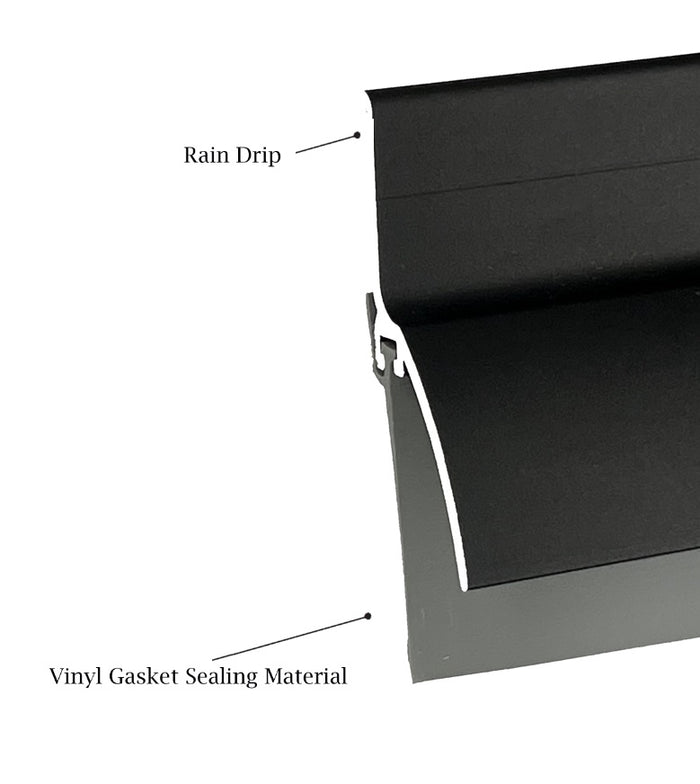 Black Aluminum & Vinyl Door Bottom Sweep with Rain Drip Cap, 36 in & 48 in