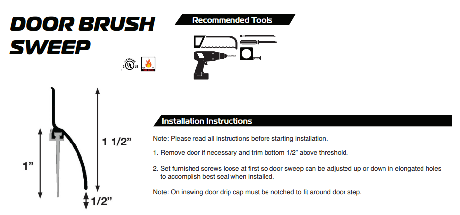 KC Hardware Door Bottom Sweep with Rain Drip Cap| Exterior Door Rain Guard| Bottom Door Weather Stripping| Door Rain Drip Guard |Black Anodized Aluminum with Grey Vinyl Insert