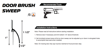 KC Hardware Door Bottom Sweep with Rain Drip Cap| Exterior Door Rain Guard| Bottom Door Weather Stripping| Door Rain Drip Guard |Black Anodized Aluminum with Grey Vinyl Insert