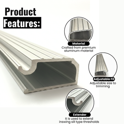 Aluminum Threshold Extension, Heavy-Duty Door Threshold Extender for Existing Threshold