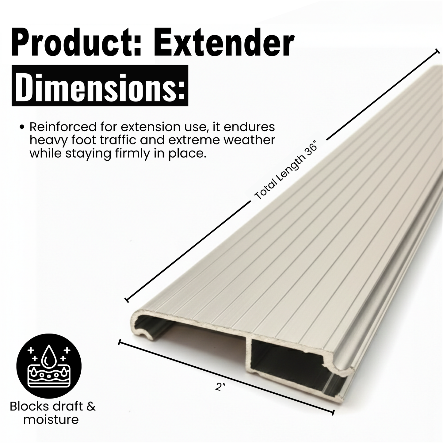 Aluminum Threshold Extension, Heavy-Duty Door Threshold Extender for Existing Threshold