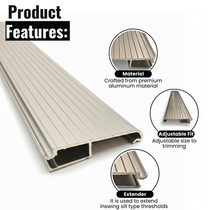 Aluminum Threshold Extension, Heavy-Duty Door Threshold Extender for Existing Threshold