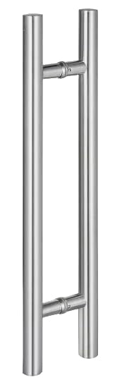 Stainless Steel Round H-Shaped Push Pull Door Handles, Double Sided Door Pulls, Commercial Pull Door Handle for Sliding Doors and Entry Glass Doors- 24 Inch (Brush Nickel Satin Finish)
