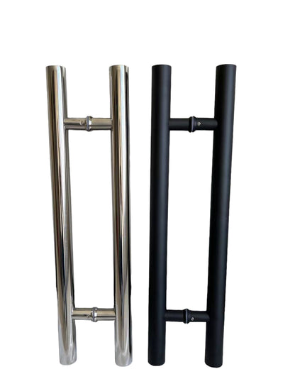 Black Stainless Steel Round H-Shaped Push Pull Door Handles, Double Sided Door Pulls, Commercial Pull Door Handle for Sliding Doors and Entry Glass Doors- 24 Inch.