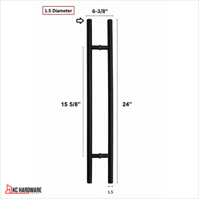 Matte Black Stainless Steel H-Shaped Push Pull Door Handles, 24 in
