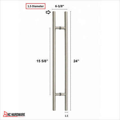 24" Stainless Steel H Pull Door Handle, Double-Sided, Brush Nickel Satin