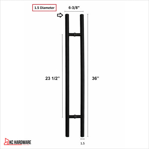 36" Matte Black Stainless Steel Ladder Pull Door Handle, Back-to-Back