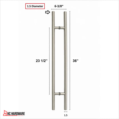 Stainless Steel Double-Sided Pull Door Handle Chrome Nickel 24", 36", 48"