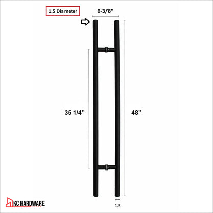 Matte Black Stainless Steel H-Shaped Push Pull Door Handles 24", 36", and 48"