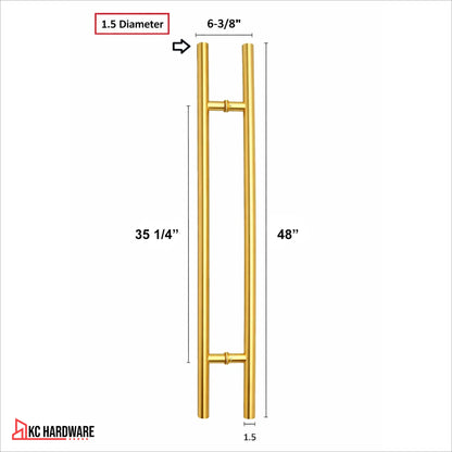 Polished Gold Stainless Steel H Pull Door Handles, 36" & 48"
