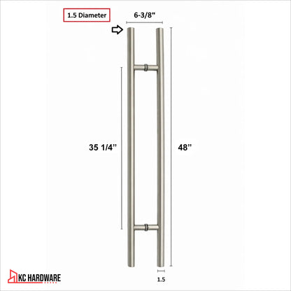 Stainless Steel Double-Sided Pull Door Handle Chrome Nickel 24", 36", 48"