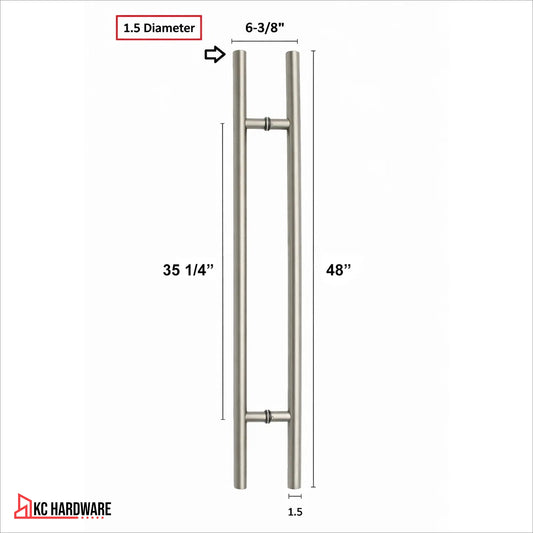 Stainless Steel H Pull Door Handle 48" Double-Sided Chrome Nickel