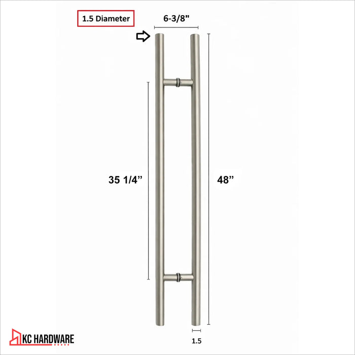 Stainless Steel H Pull Door Handle 48 in Double-Sided Chrome Nickel
