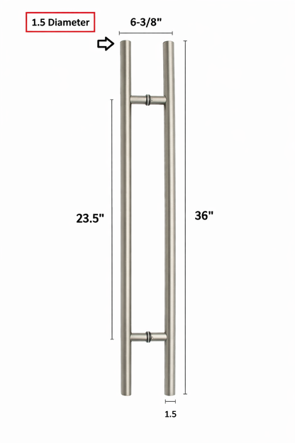 36" H Pull Door Handles, Double Sided, Chrome Nickel | Stainless Steel