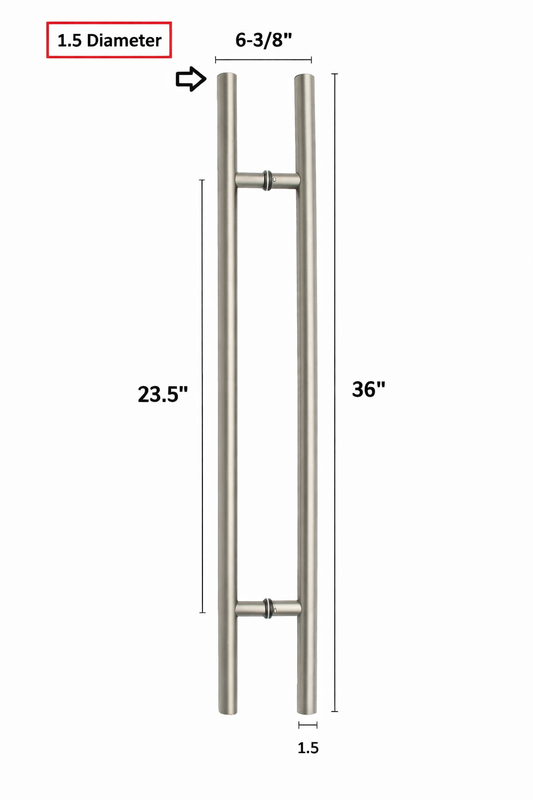36" H Pull Door Handles, Double Sided, Chrome Nickel | Stainless Steel