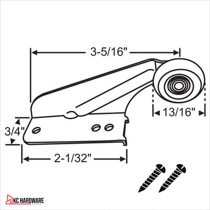 Drawer Track Roller Left Hand (4 Pack), 13/16" Nylon Wheel Rear Mount Mono Rail Drawer Guide Replacement, Steel Housing Cabinet Drawer Repair Parts