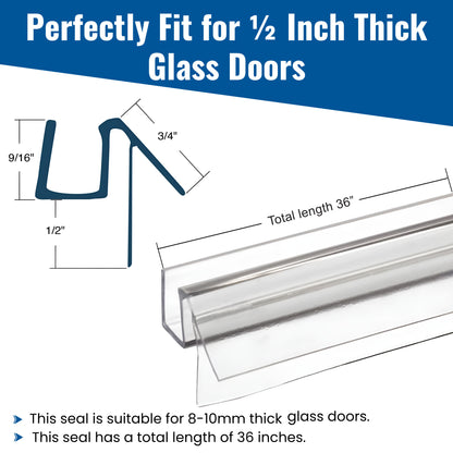 1/2-Inch Glass, 36-Inch Frameless Shower Door Side Seal