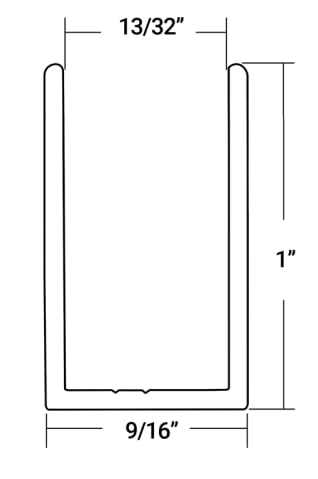 KC Hardware U-Channel for 3/8 in Shower Glass Polished Nickel 72 in