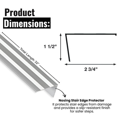 32", 36" Length x 2-3/4" Tread x 1-1/2" Drop Aluminum Stair Nosing Edge Protector