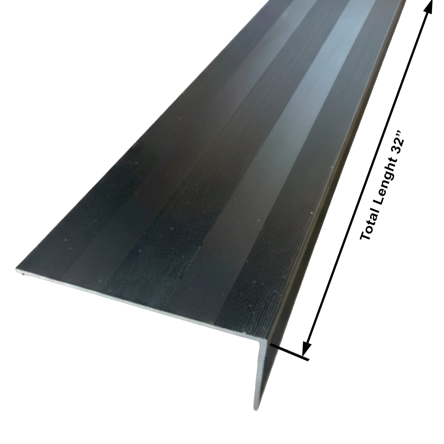 Black Aluminum Stair Nosing Edge Protector – 4 1/2" x 1 1/2" – 32" & 36" Lengths