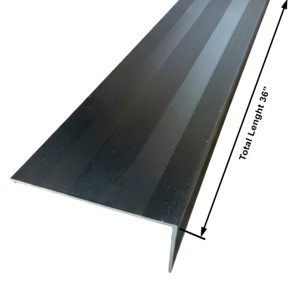 Black Aluminum Stair Nosing Edge Protector – 4 1/2" x 1 1/2" – 32" & 36" Lengths