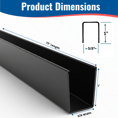 1 in. x 5/8 in. x 72 in. Black Aluminum U-Channel