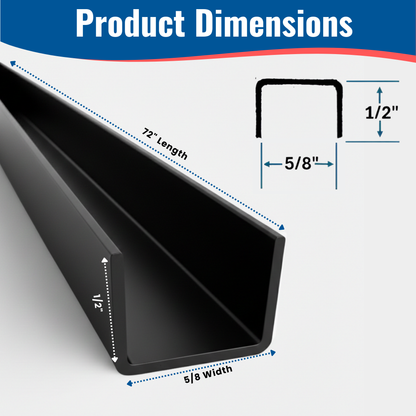 1/2 in. x 5/8 in. x 72 in. Black Aluminum U-Channel