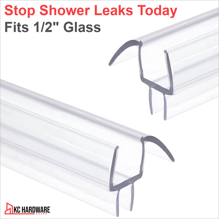 Frameless Shower Door Bottom Seal with Drip Rail for 1/2 in Glass, Clear
