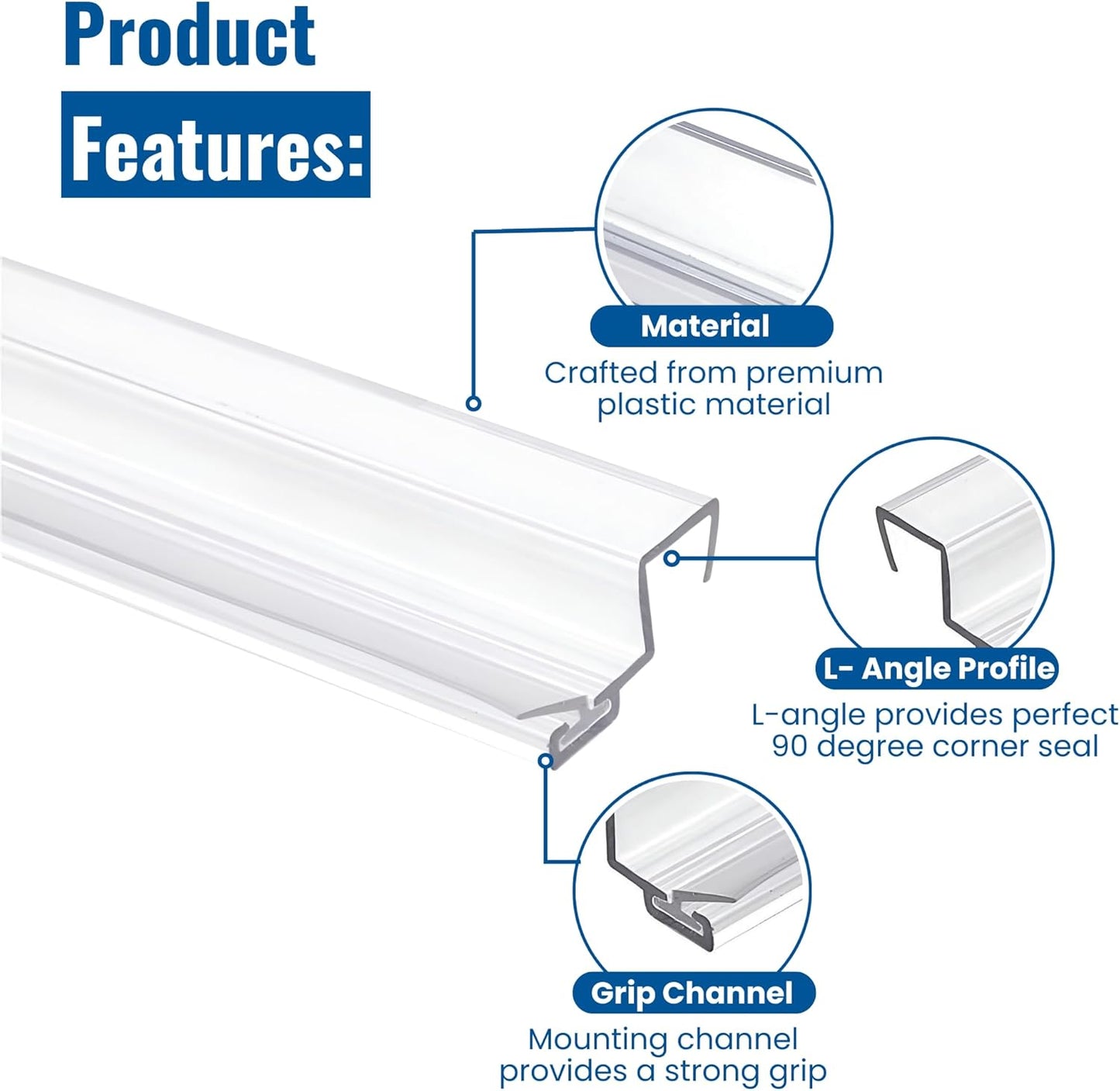 Clear Shower Door Side Jamb Seal for 3/8 in Glass Doors 95 in