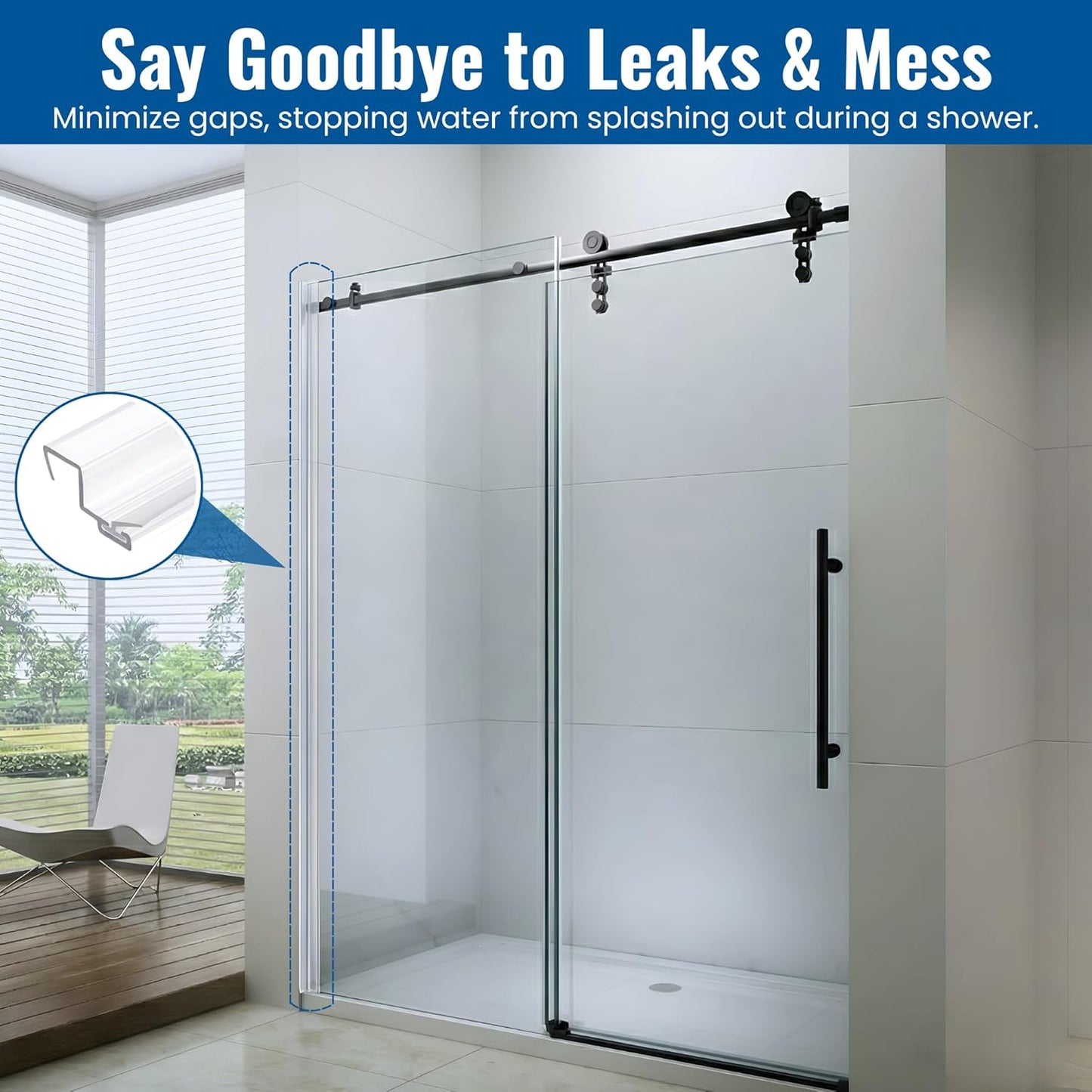 Clear Shower Door Side Jamb Seal for 3/8 in Glass Doors 95 in