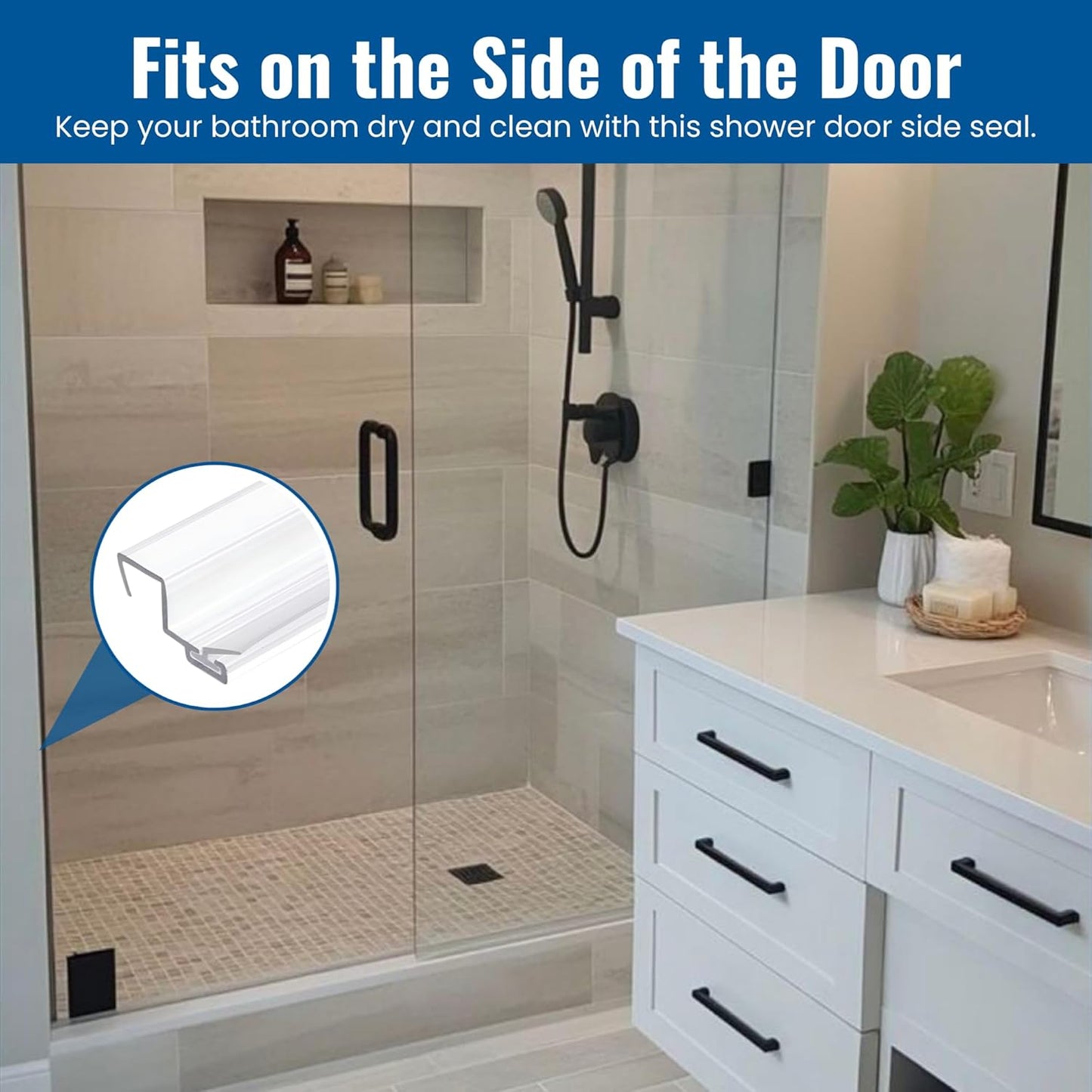 Clear Shower Door Side Jamb Seal for 3/8 in Glass Doors 95 in