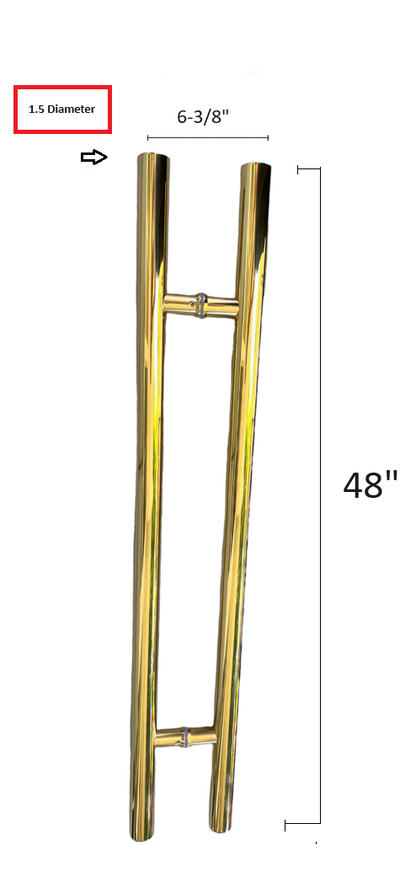 Stainless Steel H Shaped Push Pull Door Handles, Double Sided Door Pulls, Commercial Pull Door Handle for Sliding Doors and Entry Glass Doors- Polished Gold