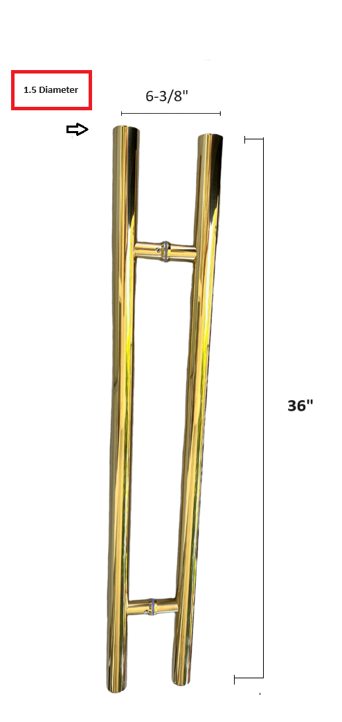 Stainless Steel H Shaped Push Pull Door Handles, Double Sided Door Pulls, Commercial Pull Door Handle for Sliding Doors and Entry Glass Doors- Polished Gold