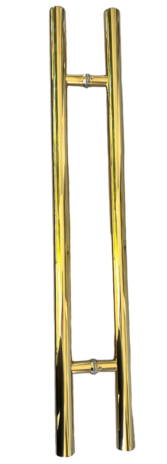 Stainless Steel H Shaped Push Pull Door Handles, Double Sided Door Pulls, Commercial Pull Door Handle for Sliding Doors and Entry Glass Doors- Polished Gold