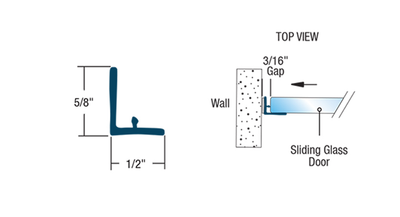 Clear L-Shaped Jamb Seal Bumper Shower Door Bottom Seal, 95"