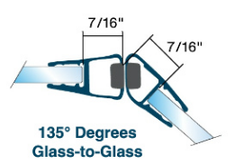 KC Hardware Set of 2 Magnetic Shower Door Seal for 3/8" Glass Shower Doors - 135 Deg Door Swing - 95" Length