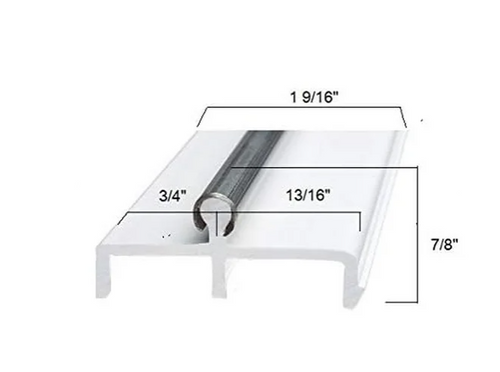 White Vinyl Double Panel Sliding Door Track w/ Stainless Cover 60 in 72 in 96 in
