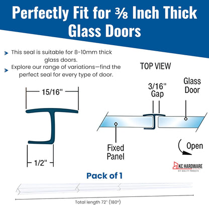KC Hardware Clear 3/8" Y Jamb Water Seal Flexible Edge in Line Panel (Soft Leg)
