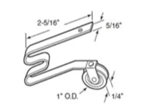 1" Standard Steel Ball Bearing Screen Door Roller with Spring - Image 4