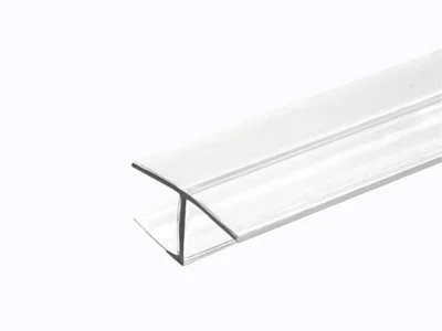 CLEAR FRAMELESS SHOWER DOOR SIDE SEAL STRIP H-TYPE 180 DEGREE 72INCH LENGTH, (1, 12INCH GLASS) (2)