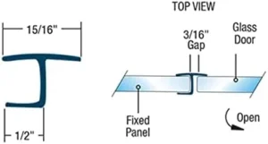 Clear Frameless Shower Door Side Seal Strip H-Type 180 Degree 85inch Length - Image 2