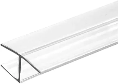 Clear Frameless Shower Door Side Seal Strip H-Type 180 Degree 85inch Length, (1, 12inch Glass)1